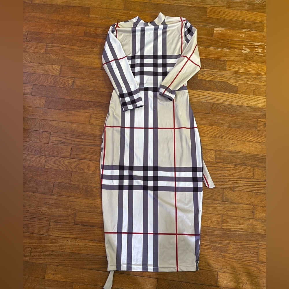 Vintage Checkered Style Midi Dress